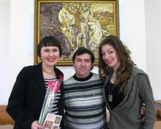 Виолетта Терлыга с преподавателем Евгением Котляром и Анной Гринкер
